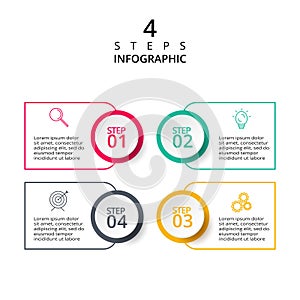 Thin line flat element for infographic. Template for diagram, graph, presentation and chart. Concept with 4 options