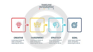 Thin line flat elements for infographic. Template for diagram, graph, presentation and chart. Business concept with 4