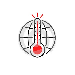 thin line global warming or climate change icon