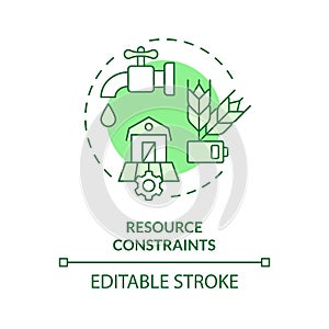 Thin line green resource constraints icon concept