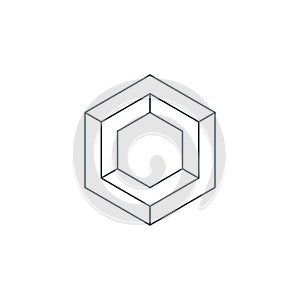 Thin line hexagon symbol, hexagonal logo