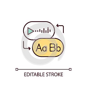 Thin line icon with assistive technology in AI concept