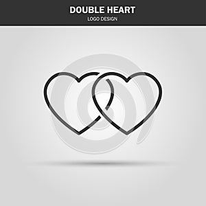 thin line icon. double heart logo. love symbol. use in decoration, design as the emblem. vector illustration.