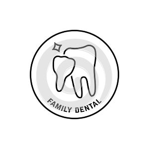 Thin line icon of family dental on white