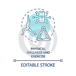 Thin line icon physical wellness and exercise concept