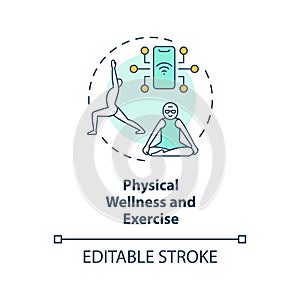 Thin line icon physical wellness and exercise concept