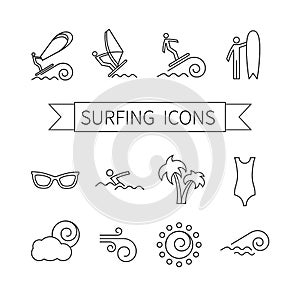 Thin line icon set