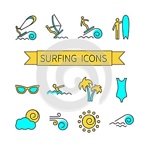 Thin line icon set for web