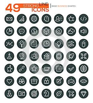 Thin Line Icons For Business, Interface, Leisure and Food. Vector eps10.