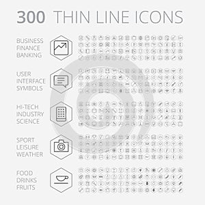 Thin Line Icons For Business, Technology and Leisure photo