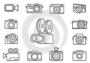 Thin line icons for Camera on white background,Vector illustration