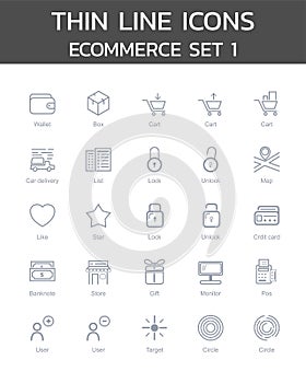 Thin line icons ecommerce set 1