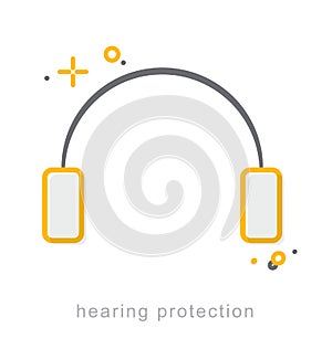 Thin line icons, Hearing protection