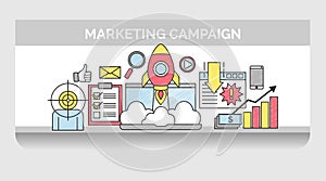 Thin line icons for internet marketing campaign