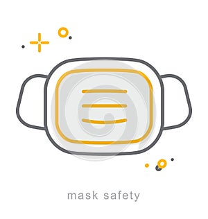 Thin line icons, Mask safety