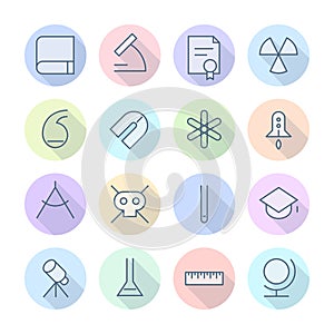 Thin Line Icons For Science and Education