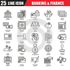 Thin line icons set of economics, banking and financial services