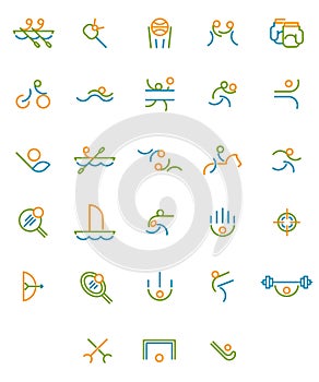 Thin line icons set of sport, summer olympic games.