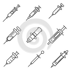 Thin line icons set for Syringe,vector illustrations