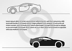 Thin line icons and solid icons for car,transportation,vector illustrations