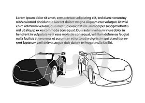 Thin line icons and solid icons for car,transportation,vector illustrations