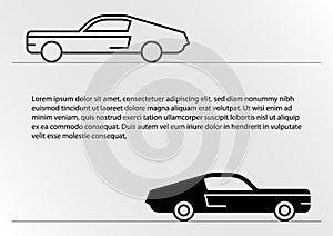 Thin line icons and solid icons for car,transportation,vector illustrations