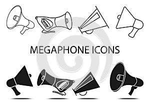 Thin line icons,solid icons for Megaphone,vector illustrations