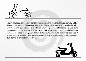 Thin line icons and solid icons for Motorcycle. transportation. vector illustrations