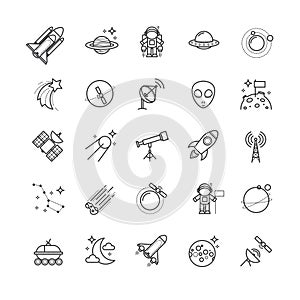 Thin line icons - space, astronomy set