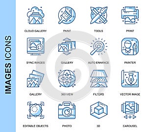 Thin Line Images Related Vector Icons Set