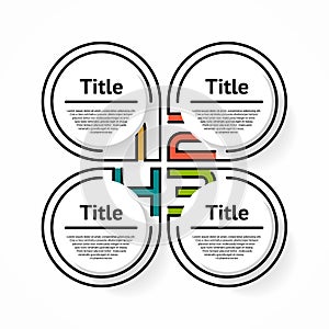 Thin line infographic element. Linear flat chart, diagram, scheme, graph with 4 steps