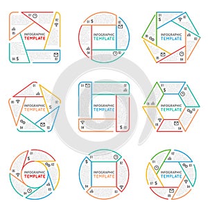 Thin line infographics vector elements for business presentation with options parts steps and processes photo