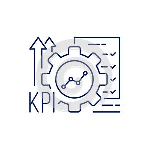 thin line kpi icon with gear like productivity metrics
