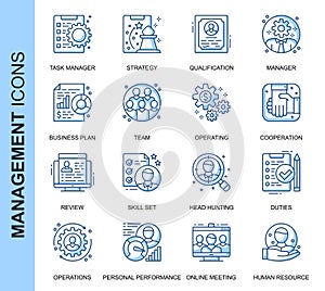 Thin Line Management Related Vector Icons Set