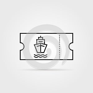 Thin line marine boat ticket black icon