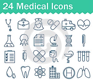 Thin line medical icons set. Outline icon