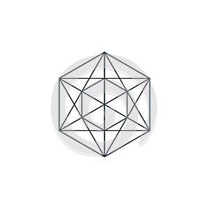 Thin line metatrons cube, sacred geometry