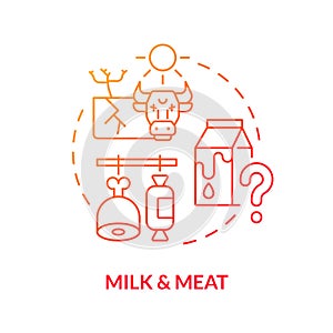 Thin line milk and meat icon heatflation concept