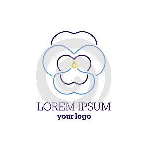 Thin line pansy logo. Heartsease sign