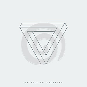 Thin line penrose triangle, sacred geometry