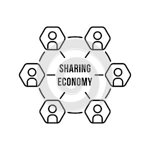 thin line people union like sharing economy icon