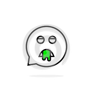 Thin line puke emoji speech bubble logo