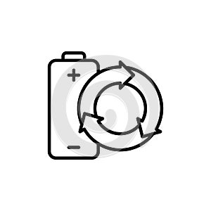 Thin line renewable battery icon