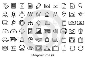 Thin line sharp vector icon set