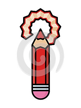 Thin line sharpened red pencil icon