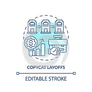 Thin line simple blue copycat layoffs icon concept