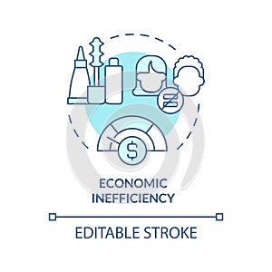 Thin line simple blue economic inefficiency icon concept