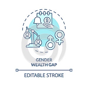 Thin line simple blue gender wealth gap icon concept