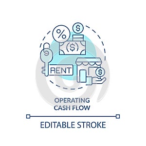 Thin line simple blue operating cash flow icon concept