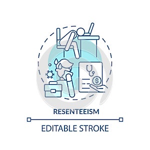 Thin line simple blue resenteeism icon concept